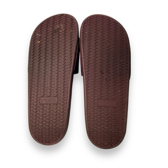 Women’s Victoria’s Secret Pink Single Strap Slide Script‎ Logo Burgundy - Picture 7 of 8